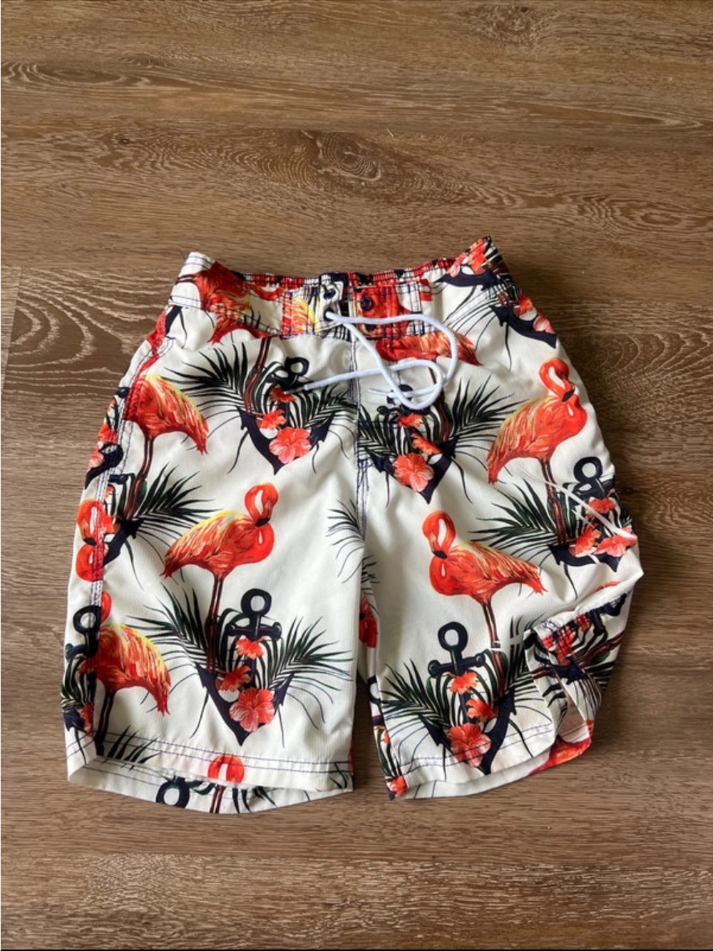 Men's White Tropical Flamingo Hybrid Shorts